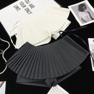 Váy Ngắn Xếp Ly Hai Lớp Pure Desire CCA High Waist Anti-Light Butterfly Knot Váy Ngắn Cho Nữ Mùa Hè 2024 Váy Chữ a Màu Trơn