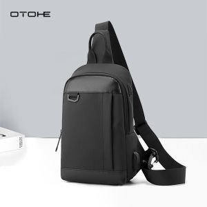 OTOHE Men Bag Fashion Chest Bag Mens Shoulder Bag USB Charging Hole Design Waterproof Crossbody Bag Large Capacity Street Bag Casual Bag Messenger Bag Travel Bag Business Bag