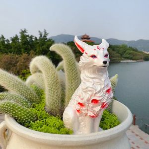 Nine Tail Fox Fleshy Flower Bonsai Decoration Decoration Outdoor Micro Landscape Monkey Tail Column Landscape National Style Bring In Wealth and Treasure Little Fox