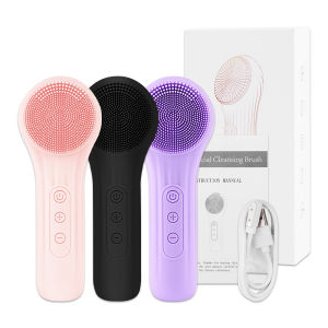 Suolaer Electric Sonic Facial Cleaning Brush Waterproof Spin Rechargeable Soft Silicone Face Brush for Exfoliating Massager