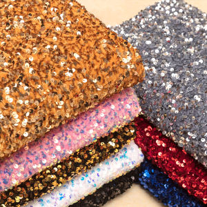 Elastic Flocking Fabric 5mm Shiny Sequin Embroidery Foam Bead Fashion Performance Clothing Fabric Velvet Not Easy to Fall down