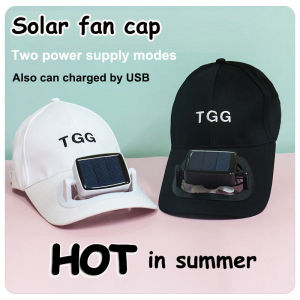 Baseball Cap with Solar Fan Summer UV Protection Wide Brim Sun Hat Mesh Beach Hats Solar Powered/USB Charging，3Colors