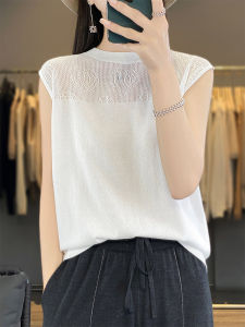 DONGYINUAN | Lace Flower Design Round Neck Tank Top Thin Sleeveless