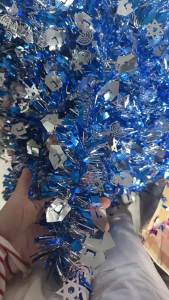Judaism Ribbon Garland Decorations Hanukkah Blue Glitter Decor Hanging String Banner Garland Hanukkah Party Home Supplie 