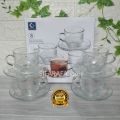 8PCS GELAS TEA CUP MOTIF  KRISTAL DAN TATAKAN(1SET). 