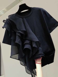 round Neck Pullover Short Sleeve Top Street Style Pure Color Summer T-Shirt Loose Fit Female Fashion 18-35 Years Old