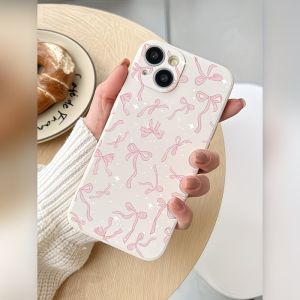 Pink Bow Pattern Phone Case For iPhone 17 16 15 14 13 12 11 Pro XS Max X XR 6 7 8 Plus Mini Air 17e 16e Soft Silicone Back Cover