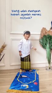 MARVES Sajadah Anak Custom Nama Gratis Tasbih Digital Anti Slip Print Kanvas Tebal Colourfull Motif Lucu