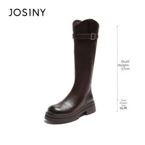Josiny | Knee-high Thigh Slimming Boots Flat Mouth Thick Sole High Heel