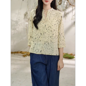QINGNAER | Salt Loose Fit Vertical Shaping Floral Shirt