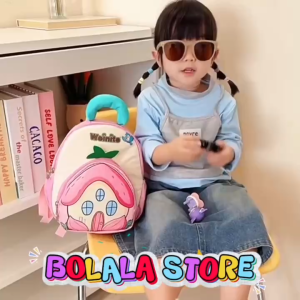Balo mầm non ngôi nhà trái cây ngộ nghĩnh nhiều màu sắc Túi đi học chất liệu nhẹ phong cách dễ thương BOLALA STORE BA057