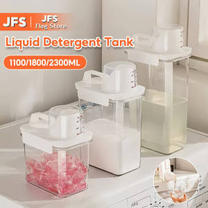 JFS JFS Laundry Powder Container with Measuring Lid Transparent Liquid Detergent Dispenser with Sealing Cover Fabric Softener Jar Storage Container Washing Powder Storage Box