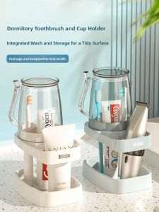 MONLEYTA | Residence Hall Dental Care Cup Set Student Dormitory Toothbrush Cup Holder Simple Style Plastic Water Cup For Oral Hygiene