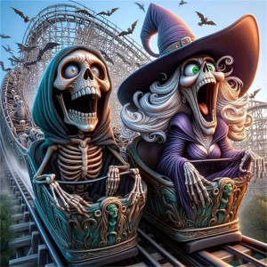 Huacan 5D DIY Halloween Tranh Đính Kim Cương - Full Square Round Roller Coaster Khảm Tranh Trang Trí Tác Phẩm Nghệ Thuật Bằng Nhựa Bộ Tranh Thêu Chữ Thập