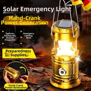 Solar Powered Hand Crank Lantern Camping Light Charger