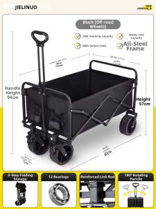 JIELINUO | Portable Folding Camping Cart Adjustable Table