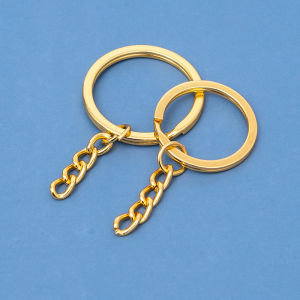 50PCS Metal Key Ring Gold Key Chains Rings Parts with 25mm Open Jump Ring and Connector for DIY Crafts
