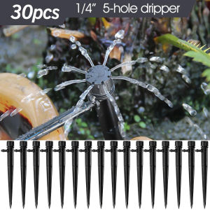 30PCS Garden 13cm Stake Drip Irrigation Sprinkler Emitters for 4/7mm Hose Bonsai Plants Watering 360 Degree Adjustable Dripper