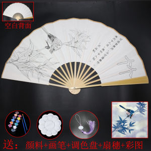 New Year Silk Fan DIY Material Kit round Fan Face Painting Coloring Activities Traditional Chinese New Year Gift