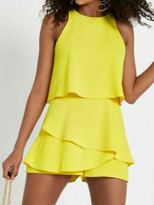 Solid Crew Neck Sleeveless Bodysuit Casual round Neck Womens All-Match Comfortable Underwear Polyester Fiber Loose Fit