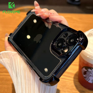 FLOVEME Luxury Plating Transparent Phone Case For iPhone 15 14 13 12 11 Pro Max 15 14 Plus Clear Anti-fall TPU Bumper Shockproof Cover For iPhone 15 14 13 12 11