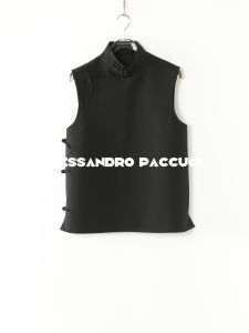 Wool & Silk Mandarin Collar Handmade Knotted Vest