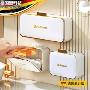 Drainable Double Grid Large Size Soap Dish Cover Bathroom Laundry Soap Box No Punching Required Student Dormitory Soap Box