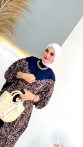 Gamis Kaftan Kekininan Rayon Premium Terbaru Busui Motif Alexa / Baju Muslim Wanita Dress Jumbo