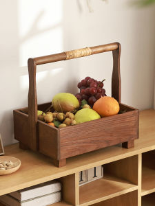 Real Wood Handheld Basket Restaurant Storage Basket Fruit Basket Snack Basket Country Style Home Organization Tool