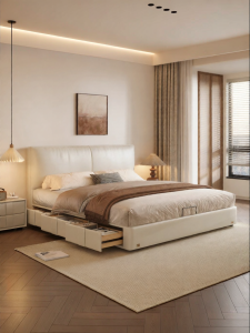 Genuine Leather Modern Simple Storage Bed