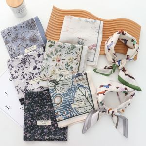 Khăn Trùm Đầu Vuông Bằng Cotton Nguyên Chất Cho Nữ Kiểu Dáng Cổ Điển Họa Tiết Hoa Phụ Kiện Thời Trang Mùa Hè Khăn Quàng Cổ Nhỏ