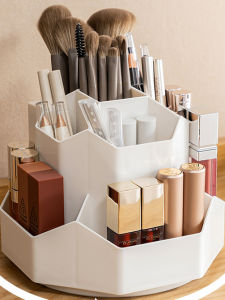Rotating Large Capacity Makeup Brush Storage Box Simple Desktop Organizer for Lipstick Eyebrow Pencil Comb Desk Brush Barrel