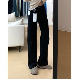 กางเกงยีนส์ทรงตรงขากว้างเอวสูง ทรงสลิมฟิต กางเกงขายาวทรงตรงสีดำ ทรงเข้ารูป กางเกงยีนส์ผู้หญิง ทรงหลวม สไตล์วินเทจ