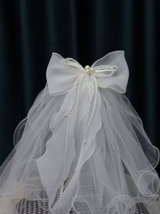 Escaping Bride Headwear Double Layer Edge Wedding Dress Registration Ceremony Bridal Veil Soft Tulle Hair Accessories