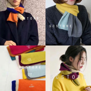 2025 Winter New Arrival Dongda Gate Patchwork Color Small Scarf Womens Knitted Wool Neck Protection Versatile Trendy Scarf