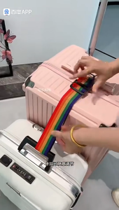 Adjustable luggage strap belt for suitcase travel accessory with blue strap and X pattern
