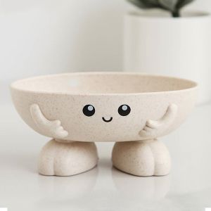 Cute Doll Smiling Face Soap Dish Bathroom Draining Tray Kitchen Sink Sponge Storage Rack High-Quality Plastic Material