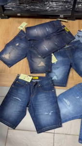 MC WISCER Celana Pendek Pria Jeans Sobek Tidak Tembus Model Skinny Diatas Lutut Bahan Denim Ripped