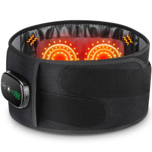 Agdoad | Lower Back Massager Belt Red Light Heat 3 Vibration Modes Steel Support Cordless Type-C Lumbar Waist Wrap for Office Home Travel