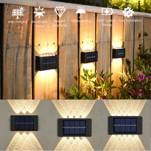 LED Solar Garden Lights Outdoor Waterproof Solar Power Lamp Up and Down Luminous Lighting Wall Lamp for Yard Street Decor Lamps