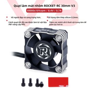 Quạt Làm Mát Kim Loại SURPASS HOBBY Rocket 8.4V 30000/21000/16000 Vòng/phút Dành Cho Xe RC 1/10 Động Cơ Không Chổi Than V3 Tùy Chọn Đầu Nối JST 35/30/40mm