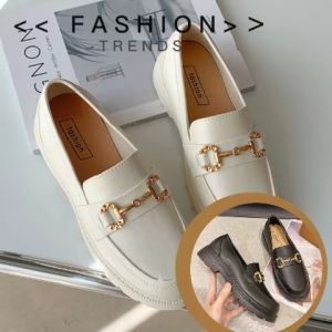 Xishop รองเท้าผู้หญิง รองเท้าโลฟเฟอร์ สลิปออนตกแต่งโซ่ พื้นหนา 3 สี ติดบ้านไว้น๊าาาา