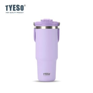 TYESO | Tyeso 600ML Vacuum Flasks Handle Dual-Drink Coffee Mug Stainless Steel Ice Cup Car Bottle Hot Cold Retention Drinkware