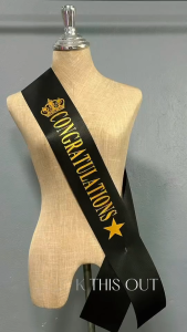 สายสะพายCONGRATULATIONS  สายสะพายปัจฉิม สายสะพายเรียนจบ ผ้าสปันบอร์นคละสีได้  ตัวหนังสือสีทอง (แถมเข็มกลัดฟรี)