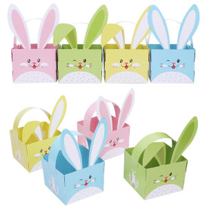4pcs Cute Easter Paper Basket Cartoon Bunny Chick Party Easter Eggs DIY Rabbit Candy Box Happy 2025 Easter Day Party Gifts Decor
