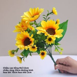 MONLEYTA | Bó hoa hướng dương giả 13 cành trang trí đám cưới chụp ảnh đạo cụ hoa nhựa hoa giấy phong cách hiện đại tối giản