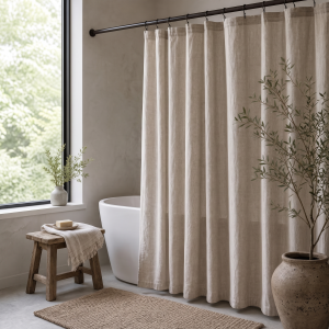YINSHANG | Wabi Sabi Style Waterproof Shower Curtain for Bathrooms Dry Wet Area Separation