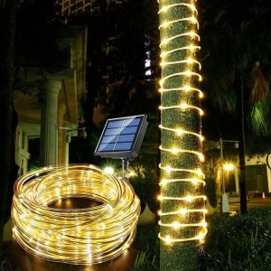 Solar Rope Lights Solar LED Light Path Deck Outdoor Garden Solar String Lights Waterproof Outdoor Lighting Strips 8 Light Modes
