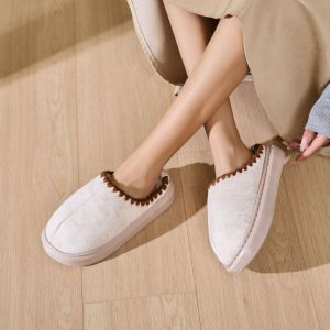 IELGY cotton slippers warm home flannel cap toe indoor non-slip slippers