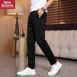 NEW BOLUNE | Slim Fit Trousers Straight Leg Casual